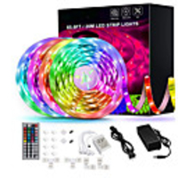 65.6ft-20M Led Strip Lights Ultra-Long RGB LED Lights Strip 5050 LED Tape Lights Flexible Color Changing LED Lights with 44 Keys IR Remote for Bedroom Kitchen DIY Home Decoration(4X16.4ft) and 12V 10A