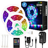65ft 2x10 Meter Music Synchronous Happy Multicolour Light Strip Waterproof 5050 RGB LED Flexible Strip Light with 20 key IR Controller Optional with Adapter Kit DC12V