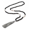 6mm mala beads necklace natural stone meditation statement necklace japa yoga rosary prayer charm beaded tassel necklace (moonstonelava)