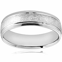 6mm platinum mens wedding band brushed comfort fit flat ring - size 11.5