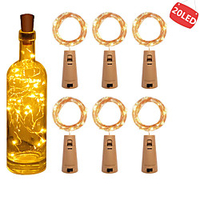 6pcs 2m 20 LEDS Wine Bottle Lights With Cork Built In Battery LED Cork Shape Silver Copper Wire Colorful Fairy Mini String Lights miniinthebox