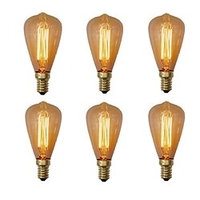 6pcs 40W E14 ST48 Incandescent Vintage Edison Light Bulb Warm White 2200-2700k Retro Dimmable Reproduction for Candle Pendant Light Chandelier 220-240V miniinthebox