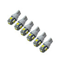 6Pcs 5-5050 SMD Car T10 LED Replacement Reverse Instrument Panel Lamp Bulbs For Clearance Lights DC 12V