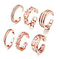 6pcs adjustable toe ring for women girls open tail ring band hawaiian foot jewelry rose gold tone