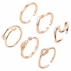 6pcs arrow knot wave rings for women adjustable stackable thumb open rings set