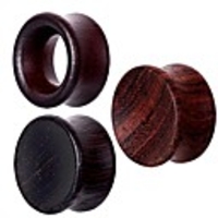 6pcs concavity organic wood tunnels brown black double flared ear saddle plugs stretcher punk piercing earrings gauge (6mm=2g)