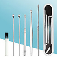 6PCS Ear Wax Removal Tool Stainless Steel Earpick Ear Cleaner Spoon Ear Care Cleaning Tools Ear Wax Removal Kit Ear Wax Remover