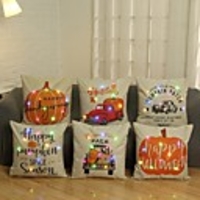 6pcs Halloween Led Pillow Cute Cushion Office Car Sofa Cushion Cover 3AA Batteries not included