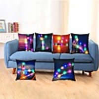 6pcs Led Night City Pillow Cushion Office Car Sofa Cushion Cover 3AA Batteries not included