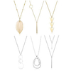 6pcs long pendant necklace set bar circle leaf y necklace arrow statement necklace for women (a: silver tonegold tone)