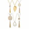 6pcs long pendant necklaces for women knot disk circle tassel statement sweater silver necklace set