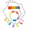 7 colors cute cartoon bear necklace stainless steel chain necklace for girls womens (necklace bracelet hair clip set)