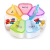 7-compartment Plastic Round Rainbow Pill Box Plastic Multi-function Travel Pill Box miniinthebox