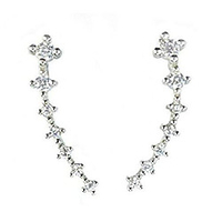 7 crystals ear cuffs hoop climber 925 sterling silver earrings hypoallergenic earring