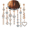 7 pcs 14g dangle belly button rings for women girls 316l surgical steel curved navel barbell body jewelry piercing, rg