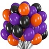 75 halloween party balloons 12 inch black,  orange and purple balloons with black ribbon for halloween decorations,  color themed party,  weddings,  baby shower,  birthday parties,  helium quality