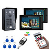 7inch 2 Monitors Wireless Wifi RFID Password Video Door Phone Doorbell Intercom Entry System With Wired IR-CUT Wired Camera Night VisionSupport Remote APP UnlockingRecordingSnapshot