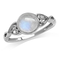 7mm natural moonstone 925 sterling silver victorian style solitaire ring size 10.5