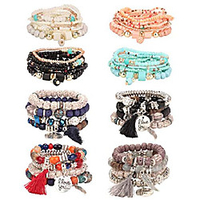 8 pack bohemian stackable beaded bracelets for women stretch bangles multilayer stacking bracelet set