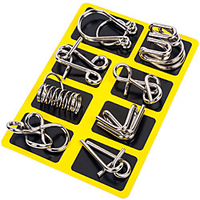 8 pcs IQ Brain Teaser Metal Wire Puzzle Puzzles Game Intelligence Hoop Fun Metalic Classic Kid