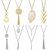 8 pcs long necklaces for women - fashion pendant necklace jewelry,  multi layer necklace,  tassel necklace,  leaf necklace,  y necklace,  gifts for women