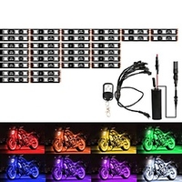 8 Pcs RGB Glow Light Strip LED Neon Walkway Light Motorcycle Remote Control Underglow Ground Effect Atmosphere Light