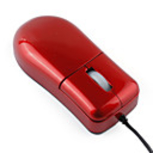 800DPI Thumb Shape Optical Mouse with Retractable Wire - Piano Red