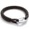 8.5,  brown leather mens bracelet stainless steel clasp - 8.5 inch