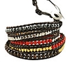 85cm delicate steel button high-grade natural stone bracelet with leather cord and 100% cotton(black)