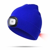 8led knit cap,  unisex winter warm front and rear lights knitted hat,  rechargeable handsfree flashlight, for outdoor/fishing/camping/barbecue/running, blue