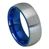 8mm comfort fit tungsten carbide wedding band domed blue inside brushed gun metal tone ring (7 to 12),  11