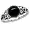 8mm genuine round shape black onyx 925 sterling silver triquetra celtic knot solitaire ring size 9
