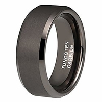 8mm gunmetal tungsten carbide rings for men women wedding bands matte finish beveled edges comfort fit