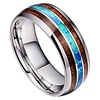 8mm mens tungsten carbide ring real blue opal rare koa wood inlay wedding band high polished (10)