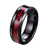 8mm red carbon fiber black celtic dragon ring for men beveled edges wedding band (13) miniinthebox
