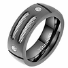 8mm titanium wedding band for men with stainless steel cables and screw design black or gold plated titanium engagement band