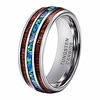 8mm tungsten rings for men women wedding bands abalone shell and koa wood inlay domed polished shiny comfort fit