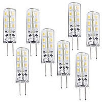8pcs 1 W LED Corn Lights 100-120 lm G4 T 24 LED Beads SMD 3014 Dimmable Warm White 12 V miniinthebox