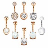 8pcs 14g belly button rings surgical stainless steel belly rings 10mm belly bar piercing navel piercing jewelry