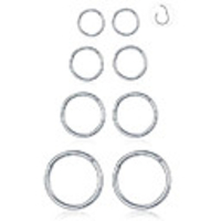 8pcs 16g stainles steel septum clicker ring seamless lip nose daith cartilage helix tragus hoop ring 6mm-8mm-10mm-12mm (d1:4 pairs, 16g(1.2mm) pin thickness)