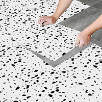 8pcs Creative Kitchen Bathroom Living Room Floor Sticker Non-slip Waterproof Wear-resistant Broken Star White Rock Terrazzo Floor Sticker miniinthebox