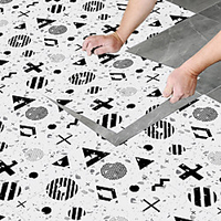 8pcs Creative Kitchen Bathroom Living Room Floor Sticker Non-slip Waterproof Wear-resistant Simple European Element Terrazzo Floor Sticker miniinthebox