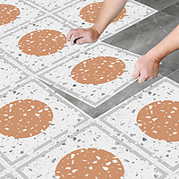 8pcs Creative Kitchen Bathroom Living Room Floor Stickers Non-slip Waterproof And Wear-resistant Daylight Yellow Terrazzo Floor Stickers miniinthebox