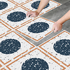 8pcs Creative Kitchen Bathroom Living Room Floor Stickers Non-slip Waterproof Wear-resistant Peacock Blue Terrazzo Floor Stickers miniinthebox
