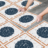 8pcs Creative Kitchen Bathroom Living Room Floor Stickers Non-slip Waterproof Wear-resistant Peacock Blue Terrazzo Floor Stickers miniinthebox