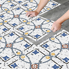 8pcs Creative Kitchen Bathroom Living Room Floor Stickers Non-slip Waterproof Wear-resistant Retro Blue Terrazzo Floor Stickers miniinthebox