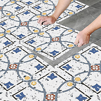 8pcs Creative Kitchen Bathroom Living Room Floor Stickers Non-slip Waterproof Wear-resistant Retro Blue Terrazzo Floor Stickers miniinthebox