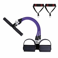 8pcs exercise resistance bands set portable pedal puller sit-ups fitness equipment,  tummy trainer stretch workout band set with foam handles sit-ups bar for home, gym, yoga, pilates, strength training