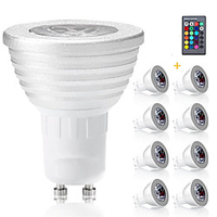8pcs GU10 RGB Bulbs Bombillas Led 3W GU10 RGBW Led Lamp Dimmable White GU 10 Led Bulb 16 Colors With Remote miniinthebox