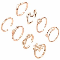 8pcs open rings set for women arrow knot wave rings stackable thumb adjustable rings set